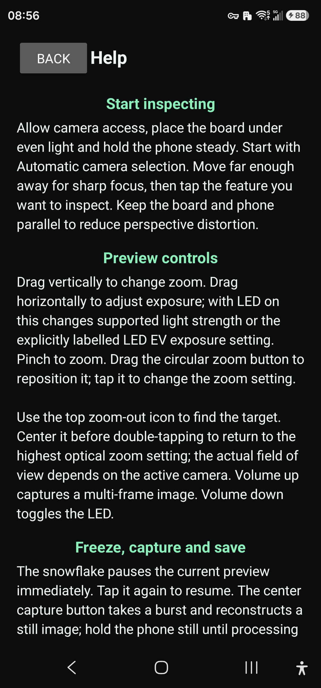 Offline English help guide displayed on a Samsung Galaxy S23 Ultra