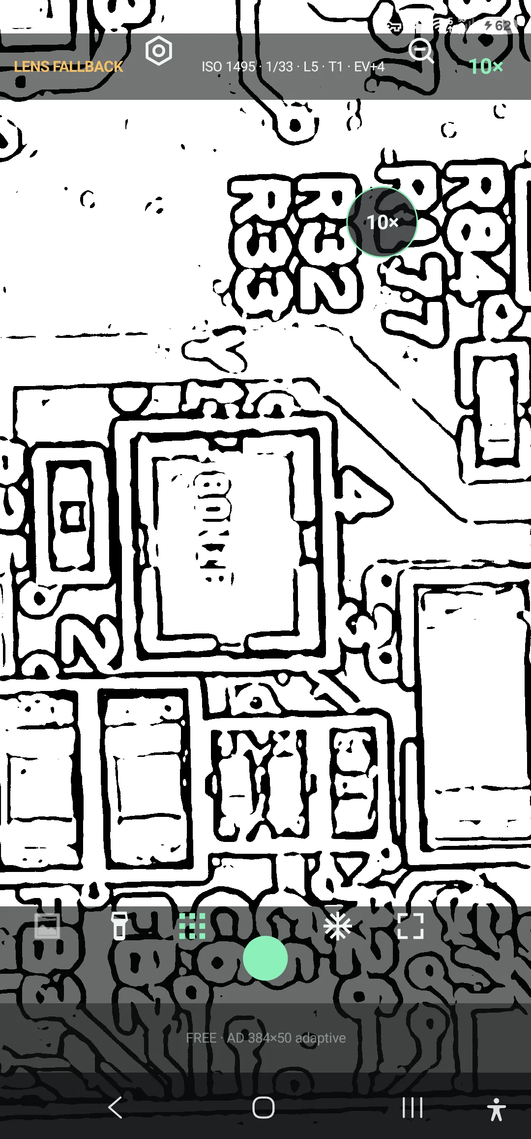 Silkscreen inspection effect applied live to a real PCB on a Samsung Galaxy S23 Ultra